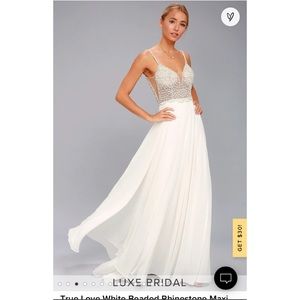 Lulu’s Lux Bridal - White Beaded Maxi Dress